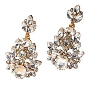 Water Drop Chandelier Crystal Gemstone Goldtone Cocktail Earrings